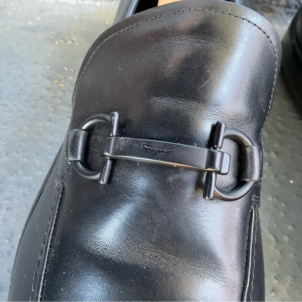 Salvatore Ferragamo Leather Loafers- Black size 12 - Picture 3 of 12